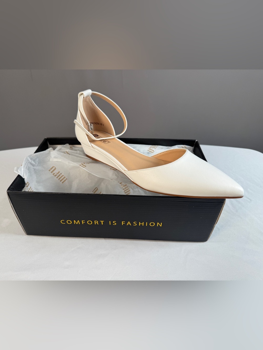 Comfort-Driven White Ankle-Strap Women's Flats